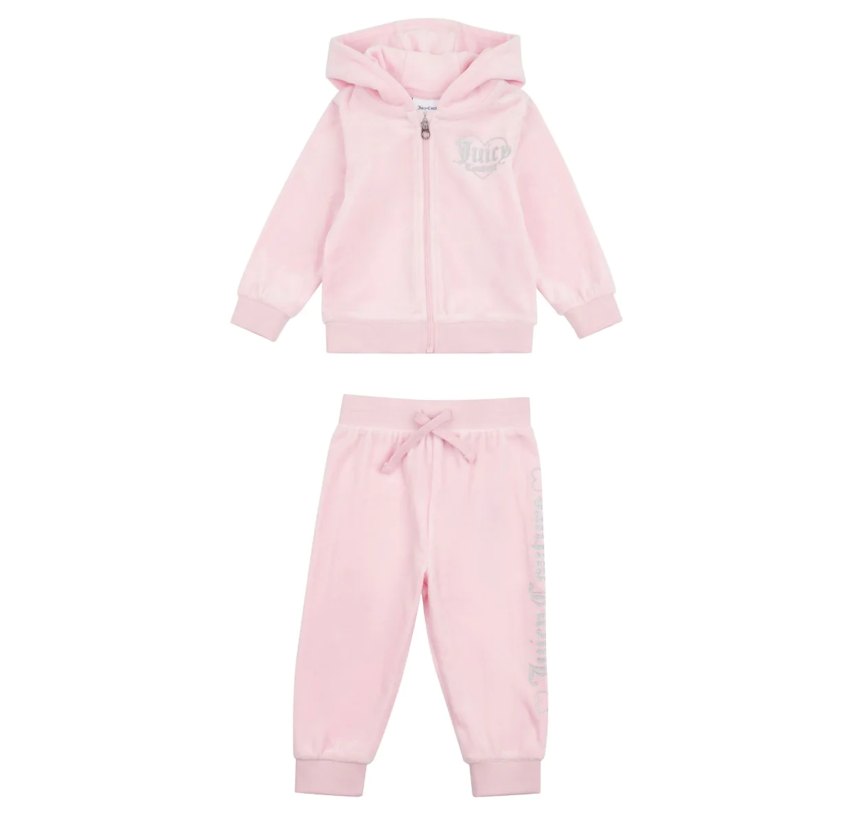 Pink JUICY COUTURE Velour Full Zip Hooded Tracksuit Infant - JD